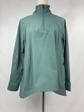 Athleta Advantage Poplin Funnel Neck Technical Jacket Green Blue Teal XS Utility